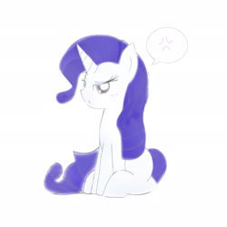 Size: 2048x2048 | Tagged: safe, artist:tiga mega, rarity, pony, unicorn, g4, cross-popping veins, female, high res, horn, looking at you, mare, missing cutie mark, simple background, sitting, solo, speech bubble, white background
