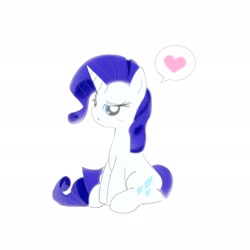 Size: 2048x2048 | Tagged: safe, artist:tiga mega, rarity, pony, unicorn, g4, female, heart, high res, horn, looking at you, mare, simple background, sitting, solo, speech bubble, white background