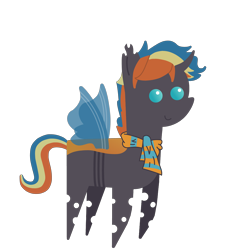 Size: 6000x6000 | Tagged: safe, artist:freestadiumtix, oc, oc only, oc:sardonyx, changeling, pony, clothes, cute, male, multicolored hair, ocbetes, orange changeling, pointy ponies, rainbow hair, scarf, simple background, solo, transparent background