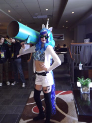 Size: 1024x1366 | Tagged: safe, artist:mo-fox, dj pon-3, vinyl scratch, human, g4, 2015, bass cannon, clothes, cosplay, costume, irl, irl human, photo