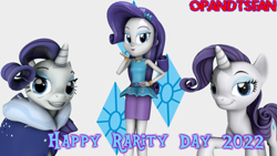 Size: 3840x2160 | Tagged: safe, artist:optimussparkle, rarity, human, pony, unicorn, equestria girls, g4, my little pony equestria girls: better together, the last problem, 3d, female, geode of shielding, high res, magical geodes, mare, older, older rarity, rarity day, rarity peplum dress, source filmmaker