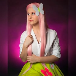 Size: 1080x1080 | Tagged: safe, artist:mauscosplay, fluttershy, human, equestria girls, g4, clothes, cosplay, costume, irl, irl human, photo, solo