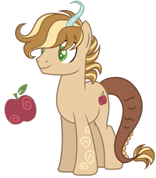 Size: 1263x1441 | Tagged: safe, artist:dayspring-dawnyt, oc, earth pony, hybrid, pony, interspecies offspring, male, offspring, parent:applejack, parent:discord, parents:applecord, simple background, solo, transparent background