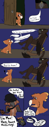 Size: 1566x4096 | Tagged: safe, artist:lil_vampirecj, oc, oc only, oc:moe the gryphon, unnamed oc, griffon, pony, beanie, colored, comic, family, father and child, father and daughter, female, flat colors, griffon oc, hat, jewelry, male, ring, wyngro