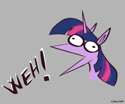Size: 3000x2500 | Tagged: safe, artist:celes-969, twilight sparkle, pony, g4, :v, gray background, high res, meme, open mouth, simple background, weh