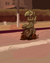 Size: 347x433 | Tagged: safe, artist:plunger, lyra heartstrings, pony, unicorn, g4, drawthread, female, looking at you, mare, ponified, ponified animal photo, requested art, solo, tricycle