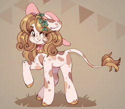 Size: 3252x2840 | Tagged: safe, artist:sugarstar, oc, earth pony, pony, bell, bell collar, collar, cute, hat, heterochromia, high res, leonine tail, smiling, solo, tail