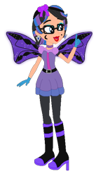 Size: 356x606 | Tagged: safe, artist:selenaede, artist:user15432, fairy, human, equestria girls, g4, barely eqg related, base used, bayonetta, bayonetta (character), belt, boots, bow, clothes, costume, crossover, ear piercing, earring, equestria girls style, equestria girls-ified, fairy wings, fairyized, glasses, gloves, glowing, glowing wings, halloween, halloween costume, hallowinx, headband, high heel boots, high heels, jewelry, open mouth, piercing, purple dress, purple wings, shoes, simple background, solo, sparkly wings, transparent background, wings, winx, winx club, winxified