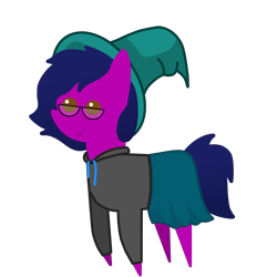 Size: 6000x6000 | Tagged: safe, artist:freestadiumtix, oc, oc only, oc:emilia, earth pony, pony, clothes, female, glasses, hat, hoodie, mare, pointy ponies, simple background, skirt, solo, transparent background