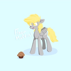 Size: 2048x2048 | Tagged: safe, artist:royalsunbutt1, derpy hooves, pegasus, pony, g4, food, happy, high res, muffin, open mouth, open smile, smiling, solo, that pony sure does love muffins