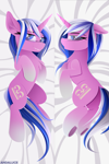 Size: 1667x2500 | Tagged: safe, artist:andaluce, oc, oc only, oc:alto legato, pony, unicorn, adorasexy, body pillow, body pillow design, chest fluff, cute, ear fluff, female, floppy ears, frog (hoof), glasses, horn, lineless, lip bite, lying down, mare, on side, sexy, smiling, solo, underhoof, unicorn oc
