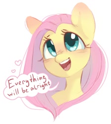 Size: 890x993 | Tagged: safe, artist:melodylibris, fluttershy, pegasus, pony, g4, blushing, bust, cute, daaaaaaaaaaaw, ear blush, female, heart, mare, open mouth, positive ponies, shyabetes, simple background, solo, speech bubble, talking to viewer, white background