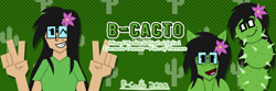 Size: 1500x500 | Tagged: safe, artist:b-cacto, oc, oc only, oc:prickly pears, human, pony, cactus, flower, flower in hair, glasses, human ponidox, humanized, humanized oc, looking at you, mole, one eye closed, peace sign, pokey (mario), rule 63, self paradox, self ponidox, species swap, super mario bros., wink