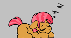 Size: 279x151 | Tagged: safe, artist:dsstoner, babs seed, earth pony, pony, g4, adorababs, aggie.io, cute, eyes closed, female, filly, foal, lowres, lying down, mare, onomatopoeia, simple background, sleeping, sound effects, zzz