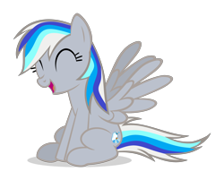 Size: 3732x3000 | Tagged: safe, oc, oc only, pegasus, pony, 2023 community collab, derpibooru community collaboration, eyes closed, female, high res, mare, open mouth, open smile, pegasus oc, simple background, sitting, smiling, solo, spread wings, transparent background, wings