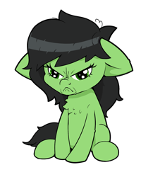 Size: 1200x1500 | Tagged: safe, artist:kumakum, oc, oc only, oc:filly anon, earth pony, pony, angry, angry as hecking frick, cute, digital art, earth pony oc, female, filly, floppy ears, grumpy, simple background, solo, transparent background