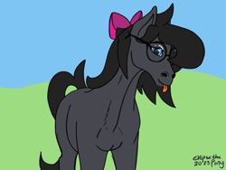 Size: 1600x1200 | Tagged: safe, artist:eklipsethepony, oc, oc:eklipse, horse, bow, crossdressing, cute, femboy, glasses, male, solo