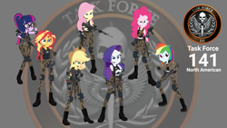 Size: 1920x1080 | Tagged: safe, artist:edy_january, artist:gmaplay, applejack, fluttershy, pinkie pie, rainbow dash, rarity, sci-twi, sunset shimmer, twilight sparkle, human, equestria girls, g4, my little pony equestria girls: better together, ammunition belt, angry, ar-15, armor, assault rifle, beretta, body armor, boots, call of duty, call of duty: modern warfare 2, clothes, cowboy hat, geode of empathy, geode of fauna, geode of shielding, geode of sugar bombs, geode of super speed, geode of super strength, geode of telekinesis, grenade launcher, gun, handgun, hat, humane five, humane seven, humane six, link, link in description, logo, m16, m249, m4a1, machine gun, magical geodes, marine, marines, military, military uniform, pistol, revolver, rifle, shoes, sniper rifle, soldier, soldiers, special forces, tactical squad, team, uniform, united states, usmc, vector used, weapon