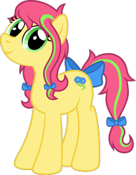 Size: 2331x3000 | Tagged: safe, artist:ponixes, oc, oc only, oc:linseed, earth pony, pony, 2023 community collab, derpibooru community collaboration, bow, earth pony oc, female, high res, looking at you, mare, simple background, smiling, smiling at you, solo, tail, tail bow, transparent background