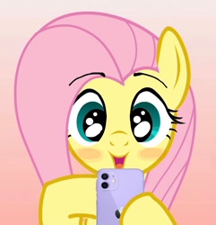 Size: 642x666 | Tagged: safe, artist:ponywarlord777, fluttershy, pegasus, pony, g4, blushing, iphone, phone