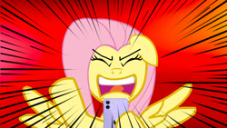 Size: 1280x720 | Tagged: safe, artist:ponywarlord777, fluttershy, pegasus, pony, g4, angry, flutterrage, iphone, motion lines, phone, screaming, yelling