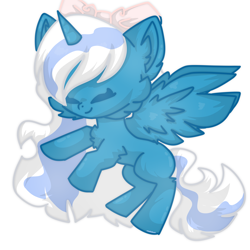 Size: 4096x4096 | Tagged: safe, artist:wolfiefoxxo, oc, oc only, oc:fleurbelle, alicorn, pony, alicorn oc, bow, cheek fluff, chibi, cute, female, flying, hair bow, horn, mare, simple background, smiling, solo, transparent background, wings