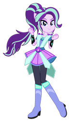 Size: 1024x1756 | Tagged: safe, artist:ajosterio, starlight glimmer, human, equestria girls, g4, my little pony equestria girls: legend of everfree, alternate hairstyle, alternate universe, boots, clothes swap, crystal guardian, high heel boots, ponied up, shoes, simple background, solo, transparent background