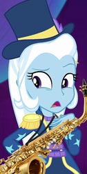 Size: 544x1076 | Tagged: safe, edit, edited screencap, editor:weyantonio26, screencap, trixie, human, equestria girls, equestria girls specials, g4, my little pony equestria girls: better together, my little pony equestria girls: spring breakdown, musical instrument, saxophone, solo