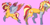 Size: 1124x564 | Tagged: safe, artist:brybrychan, derpy hooves, sunset shimmer, pegasus, pony, unicorn, g4, clothes, coat markings, eyes closed, female, flying, fusion, fusion:derpy hooves, mare, pink background, simple background, smiling, socks, socks (coat markings), wings