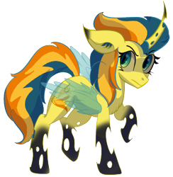 Size: 422x433 | Tagged: safe, artist:brybrychan, spitfire, changeling, pony, g4, changelingified, eyelashes, female, mare, simple background, solo, species swap, spread wings, transparent background, wings