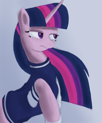 Size: 5000x6000 | Tagged: safe, artist:gentleshy, twilight sparkle, pony, unicorn, g4, absurd resolution, clothes, lidded eyes, raised hoof, shirt, solo, unicorn twilight