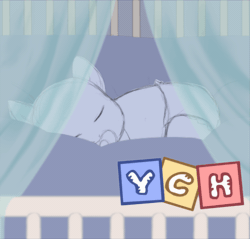 Size: 438x418 | Tagged: safe, artist:binkyroom, oc, pony, animated, baby, baby pony, bed, commission, crib, cute, diaper, eyes closed, female, filly, foal, gif, pacifier, sleeping, solo, your character here