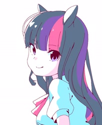 Size: 1806x2208 | Tagged: safe, artist:cheesesauce_45, twilight sparkle, human, equestria girls, g4, female, looking at you, pony ears, simple background, smiling, smiling at you, solo, white background