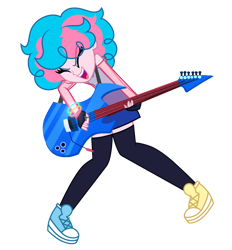 Size: 1880x2030 | Tagged: safe, artist:skyfallfrost, oc, oc:candy sticks, human, equestria girls, g4, clothes, electric guitar, equestria girls-ified, guitar, miniskirt, musical instrument, simple background, skirt, socks, solo, thigh highs, thigh socks, transparent background