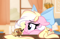 Size: 3287x2143 | Tagged: safe, artist:emberslament, oc, oc only, oc:bay breeze, pegasus, pony, boop, bow, curtains, cute, duckling, female, hair bow, heart, heart eyes, mare, pegasus oc, pillow, solo, sweet dreams fuel, weapons-grade cute, window, wingding eyes