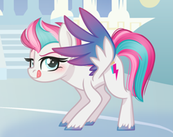 Size: 2641x2103 | Tagged: safe, artist:emberslament, zipp storm, pegasus, pony, g4, g5, adorazipp, colored wings, cute, eyebrows, eyebrows visible through hair, female, g5 to g4, generation leap, gradient wings, heart, heart eyes, high res, licking, licking lips, lidded eyes, looking at you, mare, raised eyebrow, slender, smiling, smiling at you, solo, thin, tongue out, wingding eyes, wings