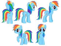 Size: 4427x3354 | Tagged: safe, artist:culu-bluebeaver, rainbow dash, pegasus, pony, g4, butt, digital, digital art, female, plot, png, rainbutt dash, reference, reference sheet, show accurate, simple background, smiling, solo, transparent background, vector