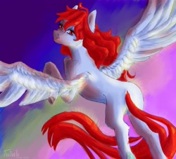 Size: 3080x2792 | Tagged: safe, artist:twivela, oc, oc only, pegasus, pony, butt, female, flying, high res, looking at you, looking back, looking back at you, mare, pegasus oc, plot, slender, smiling, smiling at you, solo, sunset, thin, wings