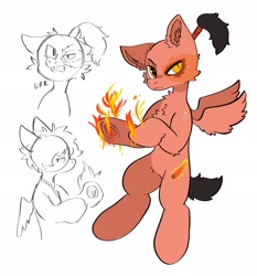 Size: 1906x2048 | Tagged: safe, artist:spookyfoxinc, elemental, pegasus, pony, avatar the last airbender, fire, ponified, sketch, solo, zuko