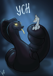 Size: 1640x2360 | Tagged: safe, artist:stirren, pony, snake, coils, commission, hypnosis, hypnotized, solo, swirly eyes, tail, tail wrap, wrapped up, wrapping, your character here