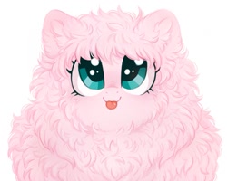 Size: 1200x960 | Tagged: safe, artist:melodylibris, oc, oc only, oc:fluffle puff, earth pony, original species, pony, :p, cute, daaaaaaaaaaaw, excessive fluff, female, flufflebetes, fluffy, looking at you, mare, ocbetes, simple background, smiling, smiling at you, solo, tongue out, white background