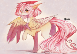 Size: 4948x3507 | Tagged: safe, artist:krissstudios, oc, pegasus, pony, female, heterochromia, mare, pegasus oc, raised hoof, solo