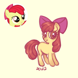 Size: 1280x1280 | Tagged: safe, artist:zephyrthedestroyer, apple bloom, earth pony, pony, g4, female, filly, foal, reference used, simple background, solo