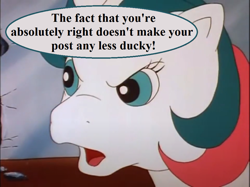 Size: 961x720 | Tagged: safe, edit, edited screencap, editor:korora, screencap, gusty, g1, my little pony 'n friends, the glass princess, angry, faic, op has a point (reaction image), op is a duck (reaction image), reaction image, speech bubble