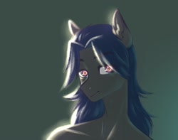 Size: 1280x1011 | Tagged: safe, oc, oc only, oc:mattriel, earth pony, anthro, backlighting, earth pony oc, eye clipping through hair, eyebrows, eyebrows visible through hair, glowing, gradient background, looking at you, male, smiling, solo