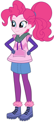 Size: 4380x9861 | Tagged: safe, artist:emeraldblast63, pinkie pie, human, equestria girls, g4, absurd resolution, eyebrows, female, hand on hip, simple background, smiling, solo, transparent background