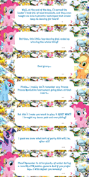 Size: 2048x4073 | Tagged: safe, gameloft, applejack, pinkie pie, rainbow dash, twilight sparkle, alicorn, earth pony, pegasus, pony, g4, my little pony: magic princess, dialogue, dialogue box, english, event, folded wings, horn, implied tender taps, mobile game, speech bubble, spread wings, text, twilight sparkle (alicorn), wings