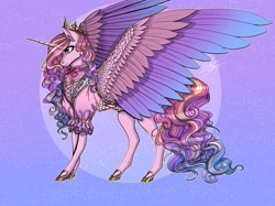 Size: 2732x2048 | Tagged: safe, artist:emilychristman, princess cadance, alicorn, pony, g4, clothes, colored wings, dress, female, high res, mare, multicolored wings, solo, spread wings, wings