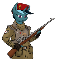 Size: 1702x1774 | Tagged: safe, artist:moonatik, oc, oc only, oc:sol nightshade, unicorn, anthro, anthro oc, armor, belt, beret, canteen, fallout, fallout: new vegas, flag, gun, hat, male, new california republic, rifle, simple background, sniper rifle, solo, stallion, transparent background, weapon
