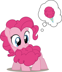 Size: 1083x1250 | Tagged: safe, artist:linkitch, artist:valcron, pinkie pie, earth pony, pony, g4, .ai available, 2011, biting, cotton candy, cotton candy tail, cute, diapinkes, female, filly, foal, food, looking back, mare, nibbling, nom, pinkie being pinkie, puffy cheeks, silly, silly pony, simple background, solo, tail, tail bite, thought bubble, transparent background, vector, weapons-grade cute, wide eyes, younger